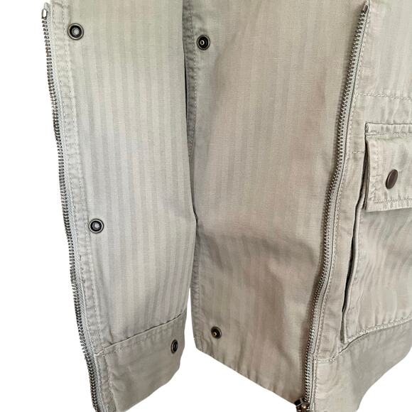 Ann Taylor Loft Lt Olive Green Utility Jacket MED Moto Casual Fall Grunge Cargo - Picture 7 of 9
